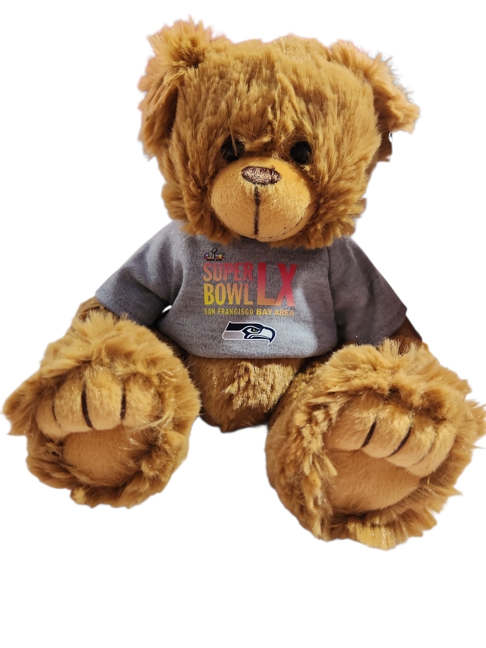 NFL Brown Plush Teddy Bear with Gray Super Bowl LX Tee